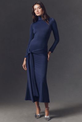 Bardot Alix Long-Sleeve Tie-Front Knit Maxi Dress