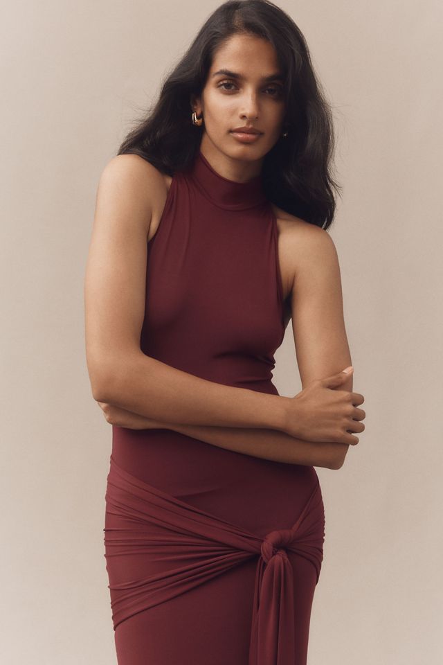 Bardot Isadora High-Neck Tie-Front Maxi Dress #2