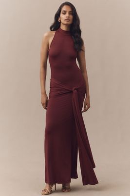Bardot Isadora High-Neck Tie-Front Maxi Dress