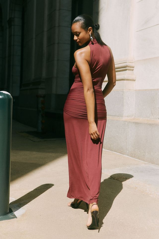 Bardot Isadora High-Neck Tie-Front Maxi Dress #1