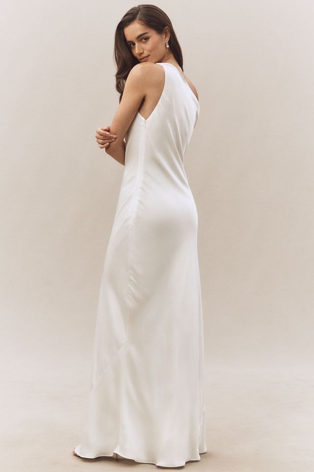 BHLDN Sienna Off-The-Shoulder Satin Maxi Dress