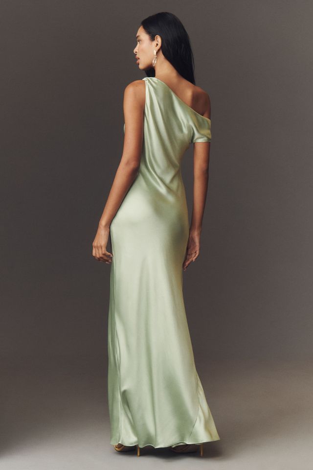 BHLDN Sienna Off-The-Shoulder Satin Maxi Dress
