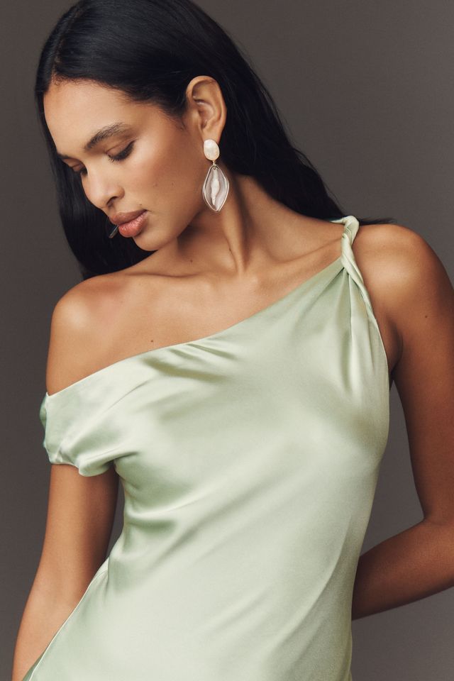 BHLDN Sienna Off-The-Shoulder Satin Maxi Dress