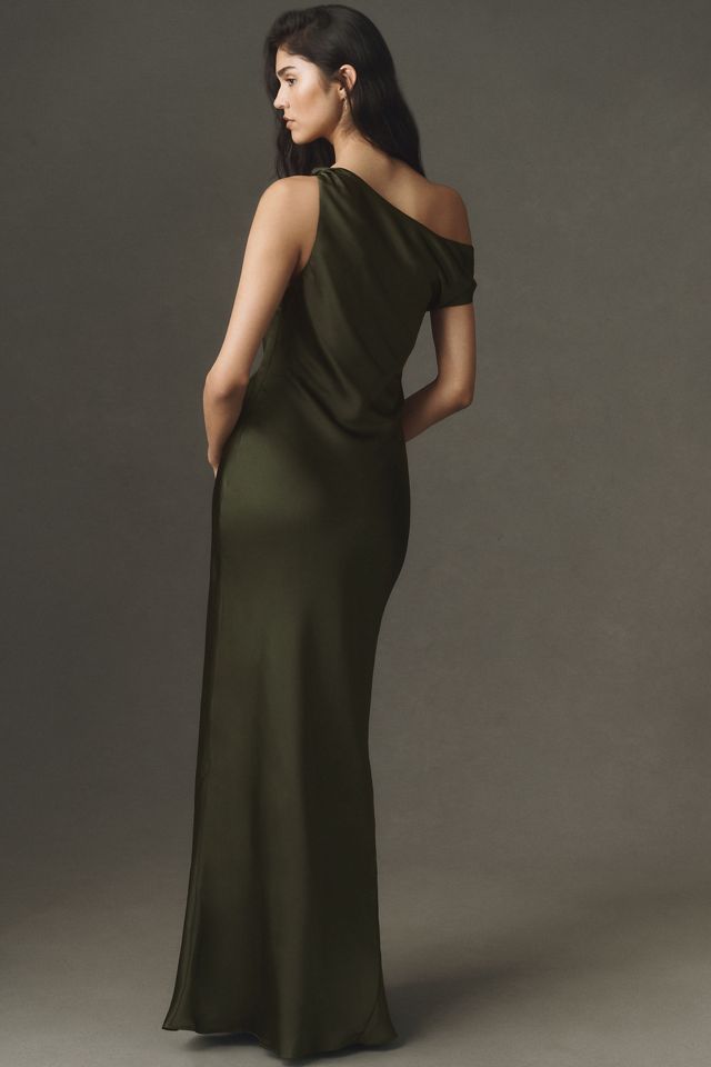 BHLDN Sienna Off-The-Shoulder High-Shine Satin Maxi Dress #2