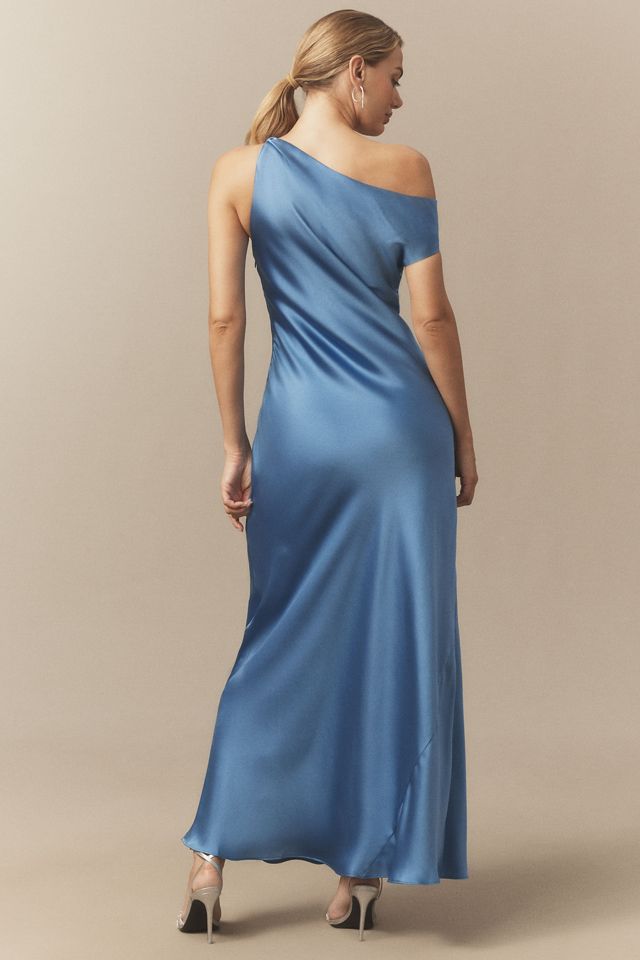 BHLDN Sienna Off-The-Shoulder High-Shine Satin Maxi Dress #1