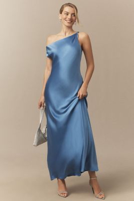 BHLDN Sienna Off-The-Shoulder High-Shine Satin Maxi Dress
