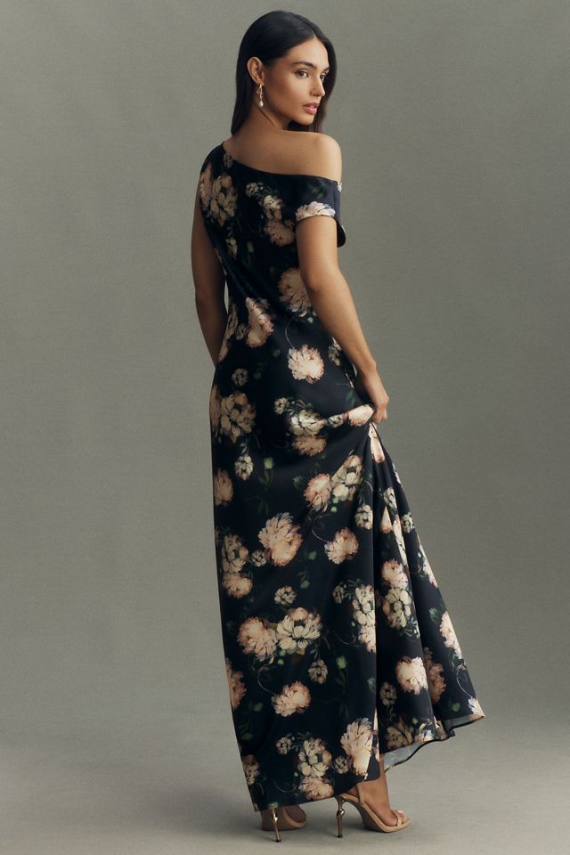 BHLDN Sienna Off-The-Shoulder High-Shine Satin Maxi Dress #1