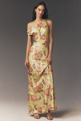 Sienna Off-The-Shoulder High-Shine Satin Maxi Dress