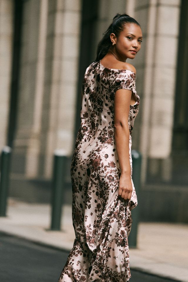 BHLDN Sienna Off-The-Shoulder High-Shine Satin Maxi Dress #1