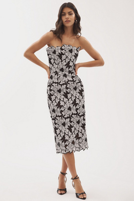 Helsi Cecilia Strapless Embroidered Floral Midi Dress