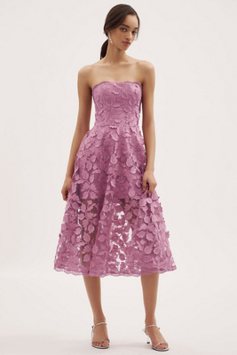 Helsi Florence Strapless Sequin Floral Midi Dress In Pink