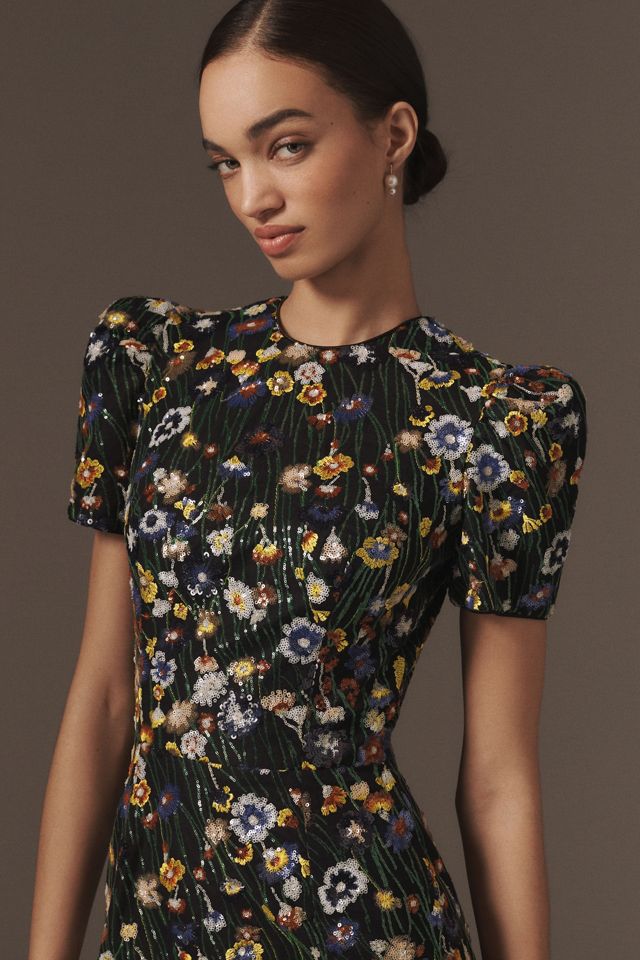 Helsi Piper Short-Sleeve Embroidered Floral Sequin Midi Dress #2