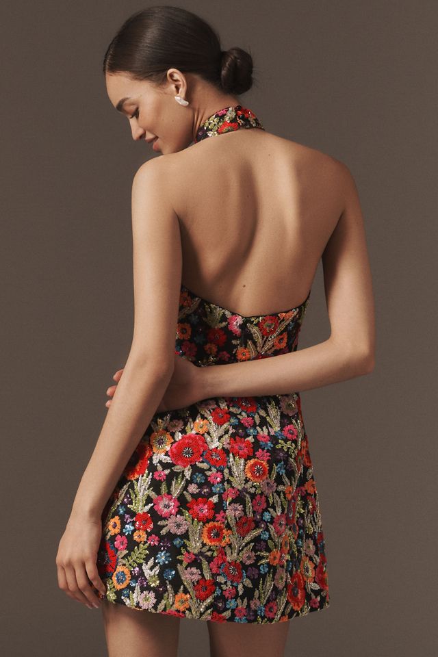 Helsi Sarah Halter Floral Sequin Mini Dress