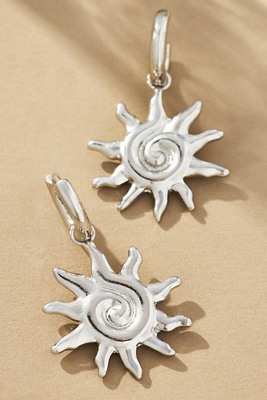 By Anthropologie Fun Icon Charm Huggie Hoop Earrings In Grey
