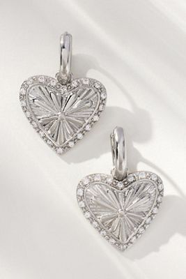 Heart Coin Charm Huggie Hoop Earrings