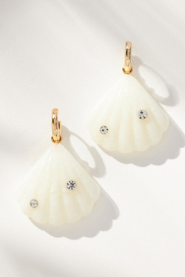 By Anthropologie Fun Icon Charm Huggie Hoop Earrings In White