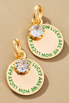 By Anthropologie Fun Icon Charm Huggie Hoop Earrings In Green