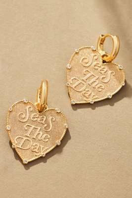 By Anthropologie Fun Icon Charm Huggie Hoop Earrings In Yellow