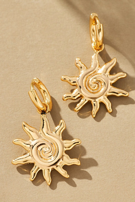 By Anthropologie Fun Icon Charm Huggie Hoop Earrings In Yellow