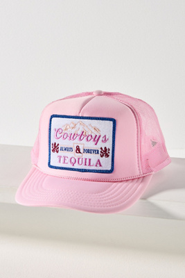 Friday Feelin Cowboys & Tequila Trucker Hat In Pink