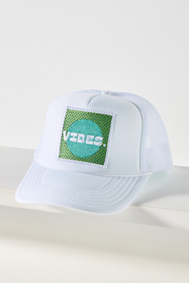 Friday Feelin Vibes Trucker Hat In White