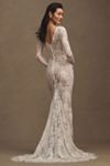 Bronx and Banco Colette Blanc Lace Long-Sleeve Mermaid Wedding Gown