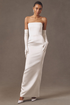 Bronx And Banco Florentina Blanc Strapless Column Wedding Gown