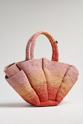 Made For A Woman Raffia Medium Tote In Orange