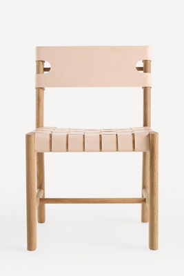 Anthropologie Leather Sling Dining Chair In Neutral