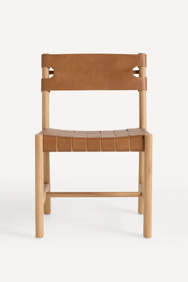 Anthropologie Leather Sling Dining Chair In Brown