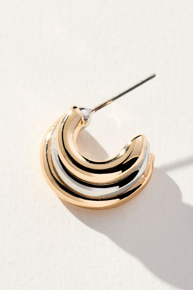 Mini Mixed Metal Layered Hoop Earrings #1