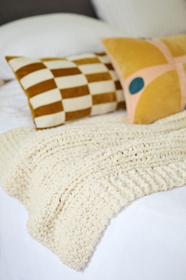 Chunky Wool Blend Throw Blanket