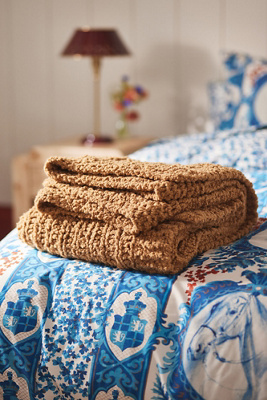 Anthropologie Chunky Wool Blend Throw Blanket
