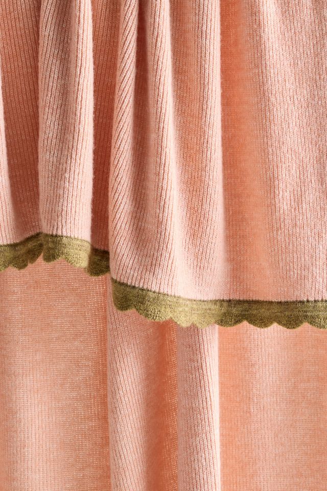 Scalloped Wool Blend Knit Throw Blanket #2