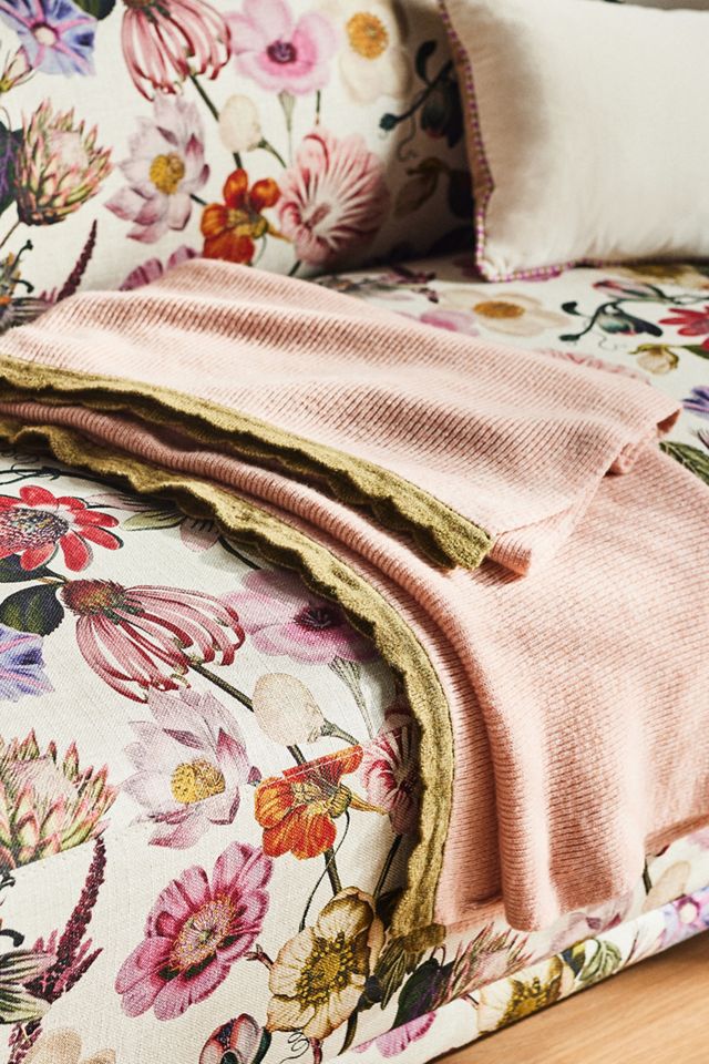 Scalloped Wool Blend Knit Throw Blanket #3