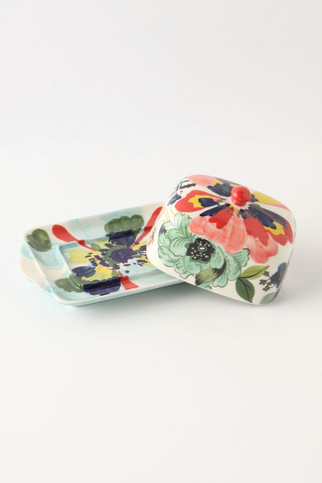Painted Amaryllis Butter Dish  #3