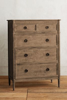 Washed Wood Five-Drawer Dresser