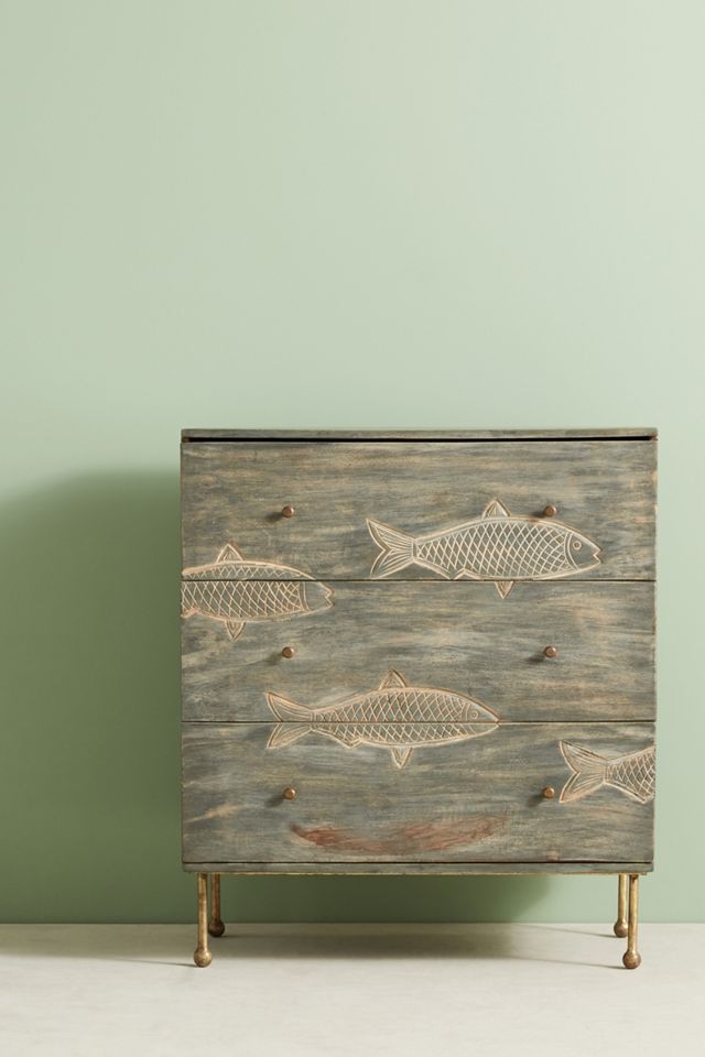 Handcarved Streamlet Three-Drawer Dresser #2