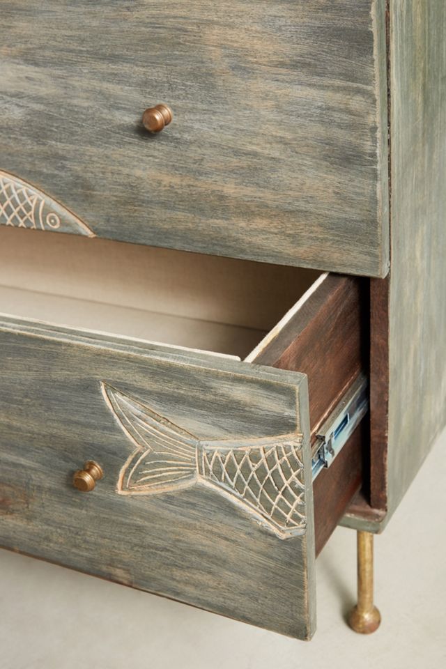 Handcarved Streamlet Three-Drawer Dresser #5