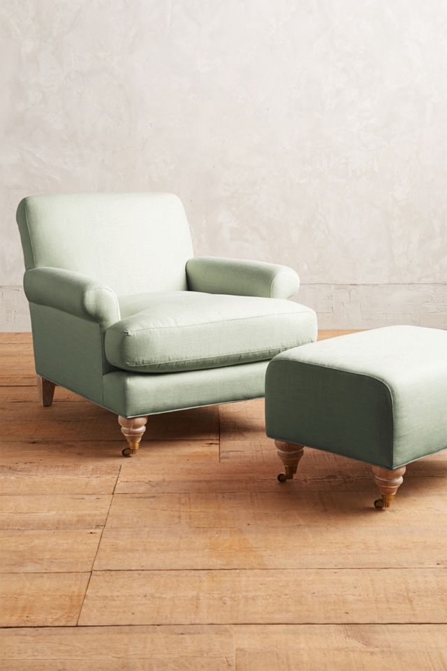 Linen Willoughby Ottoman, Wilcox #3