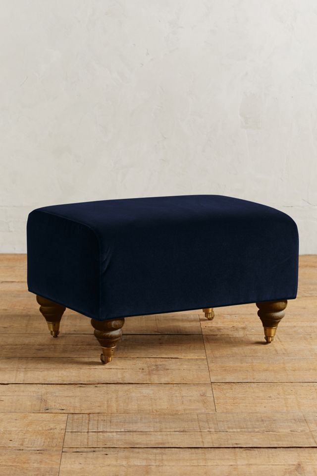 Velvet Willoughby Ottoman, Hickory