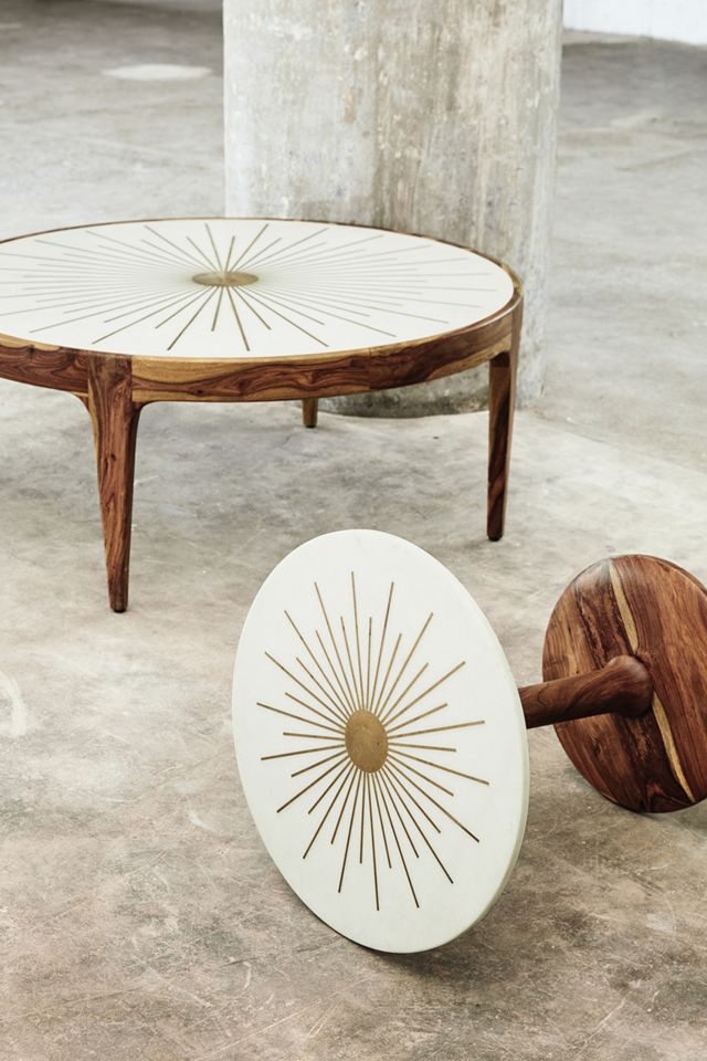 Brass Starburst Round Coffee Table #4