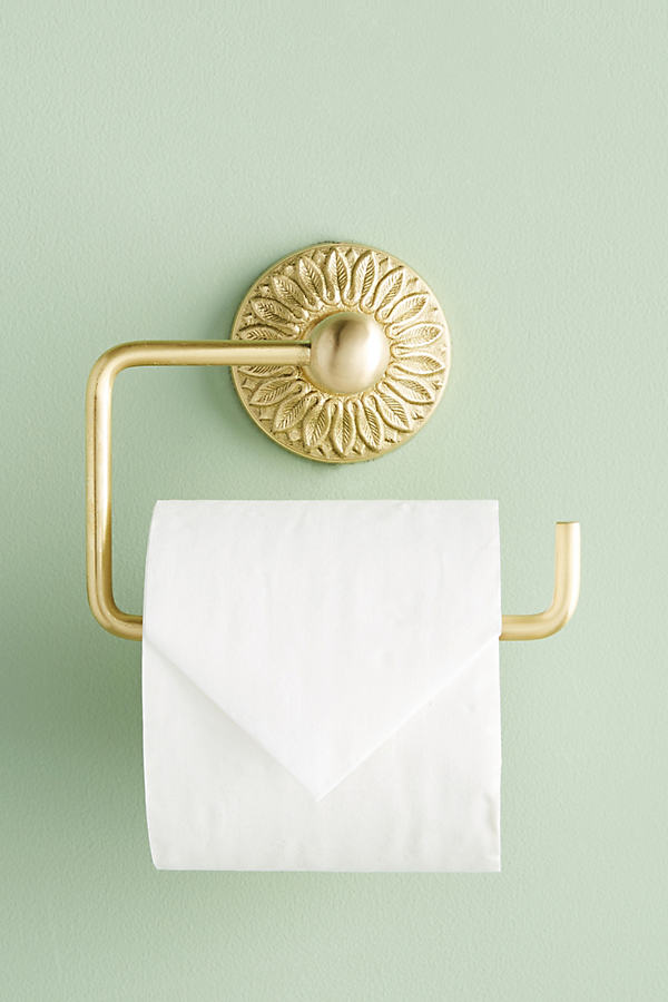 Anthropologie Floral Imprint Toilet Paper Holder In Yellow
