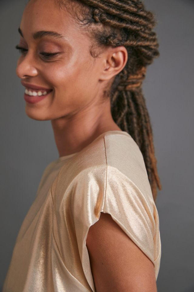 Maeve Kerry Cropped Metallic Muscle Tee #1