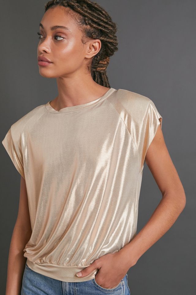 Maeve Kerry Cropped Metallic Muscle Tee #3