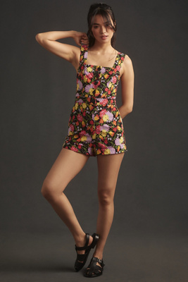 Yukiko Noritake The  Portside Button-front Romper By Maeve In Multicolor