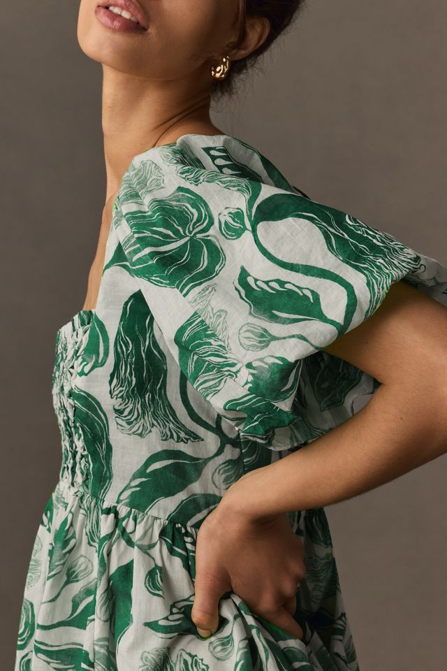 Yukiko Noritake Square-Neck Smocked Babydoll Dress by Maeve #3