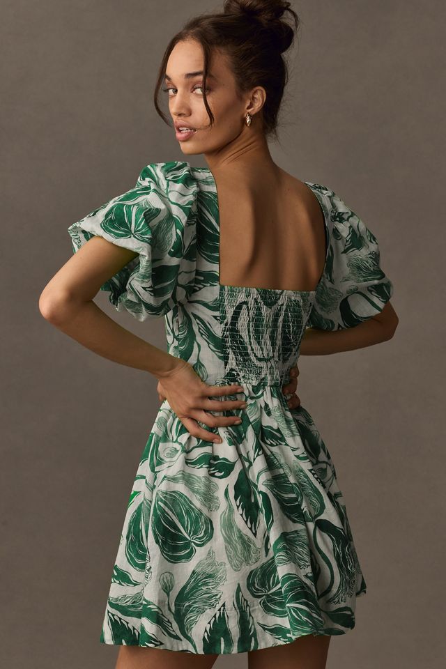 Yukiko Noritake Square-Neck Smocked Babydoll Dress by Maeve #1