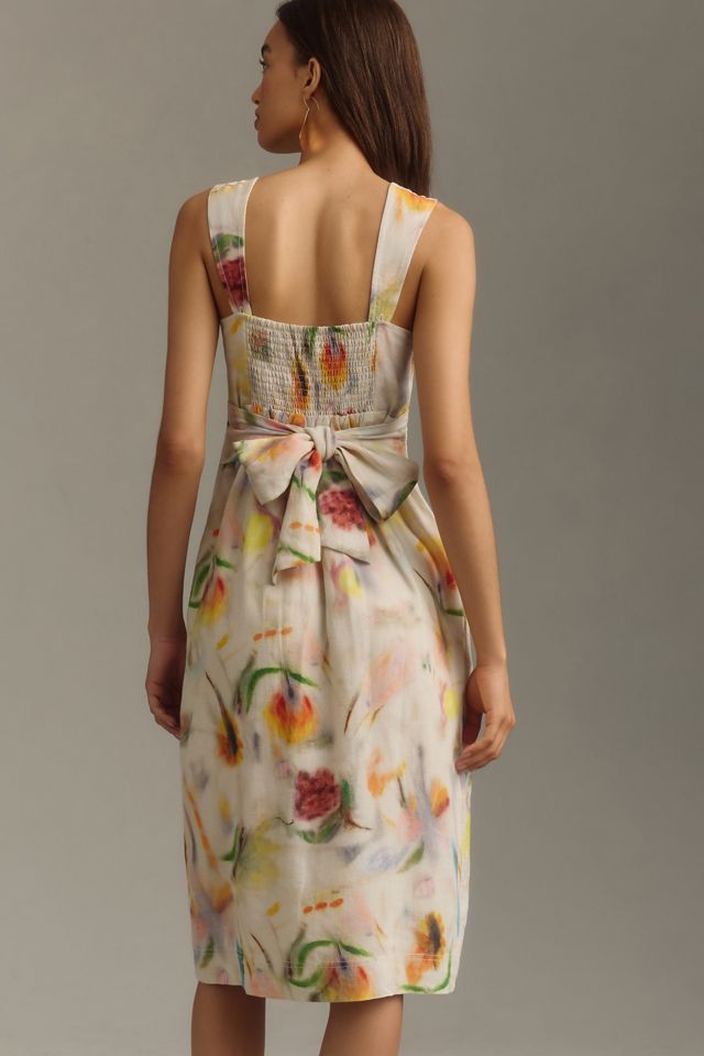 Klaas Jonkman Sleeveless Square-Neck Linen Midi Dress #1