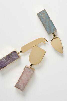 Agate Cheese Knives, Set of 3